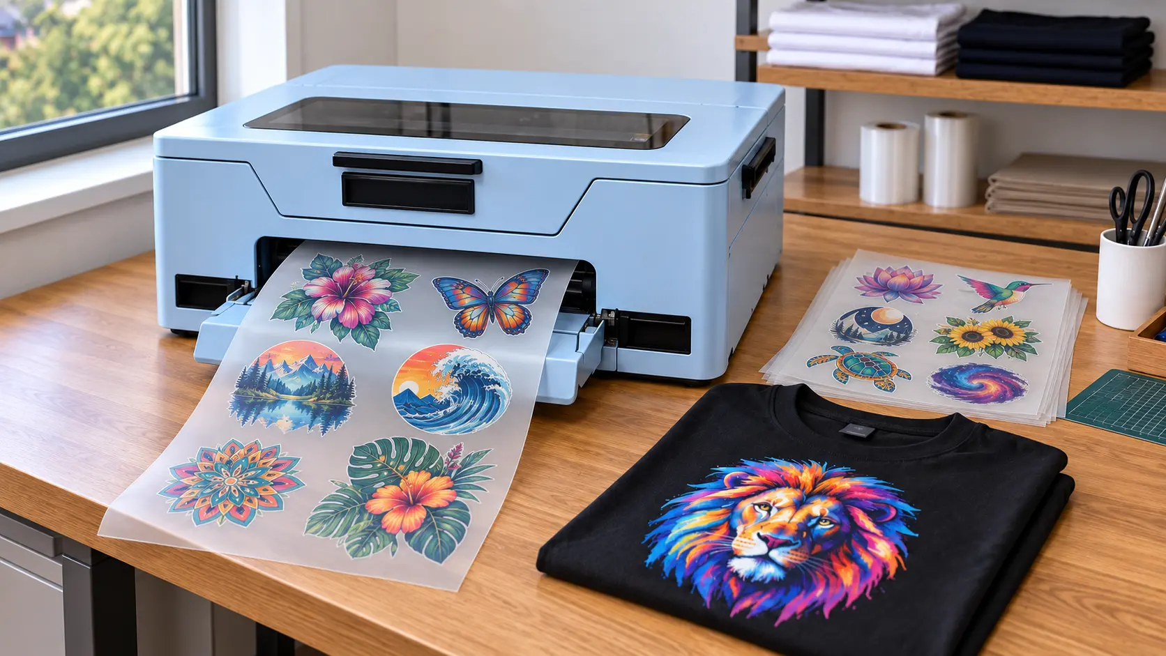 Colourful DTF transfers produced by UK Print Lab