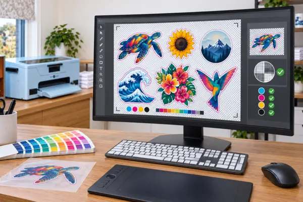Artwork being prepared for professional DTF printing